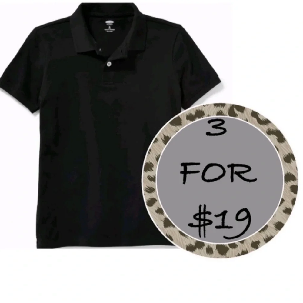3/$19 Old Navy black school uniform shirt sleeve polo shirt
